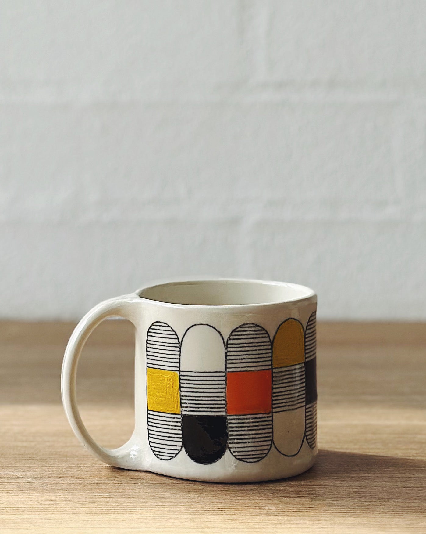 happy pill mug (orange, yellow and black) - regular