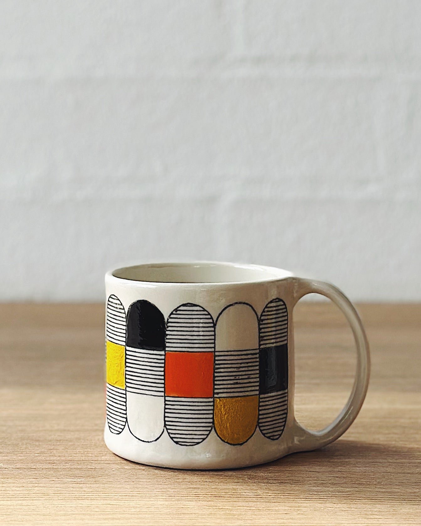 happy pill mug (orange, yellow and black) - regular
