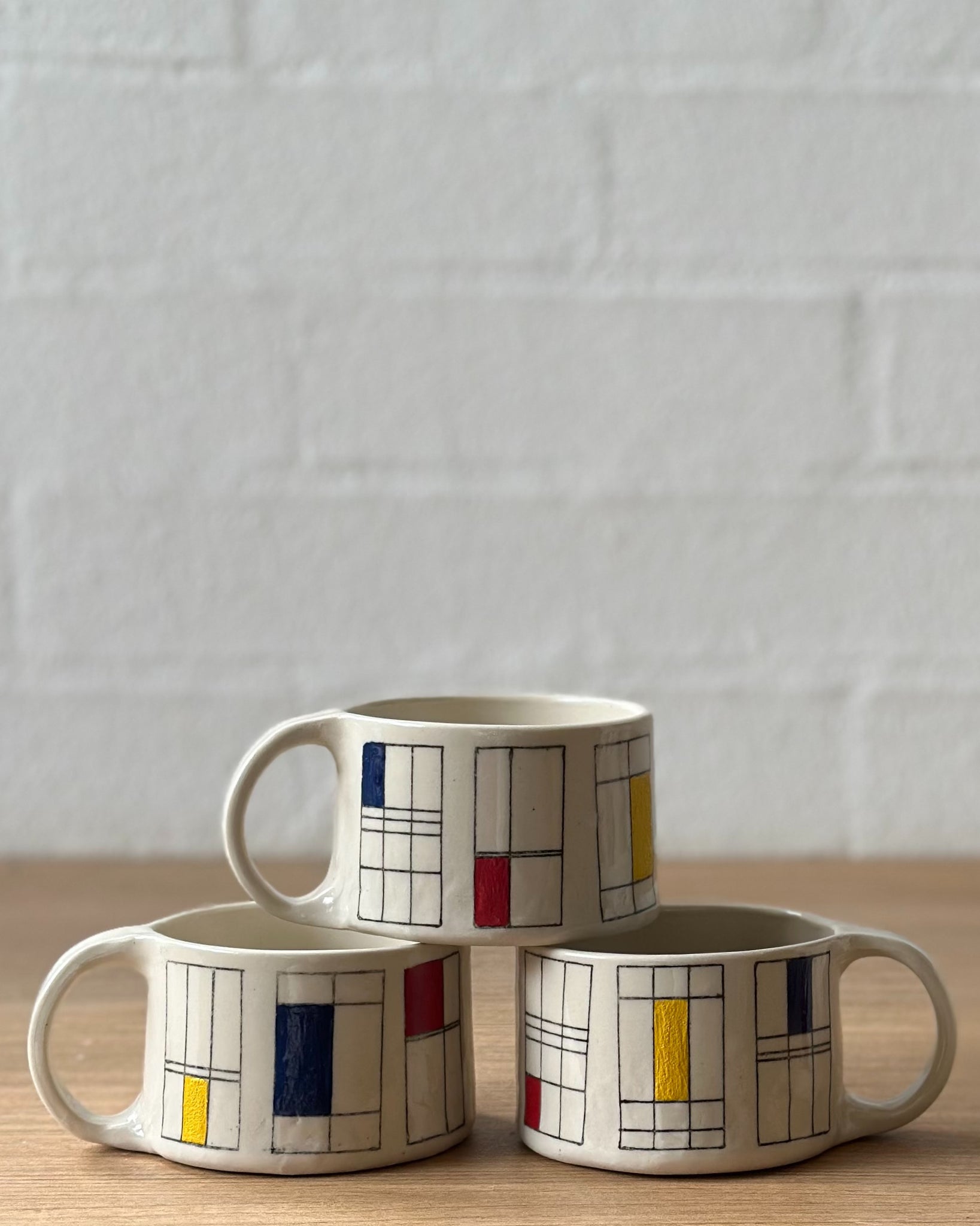 Mondrian mug (blue, yellow and red) - short