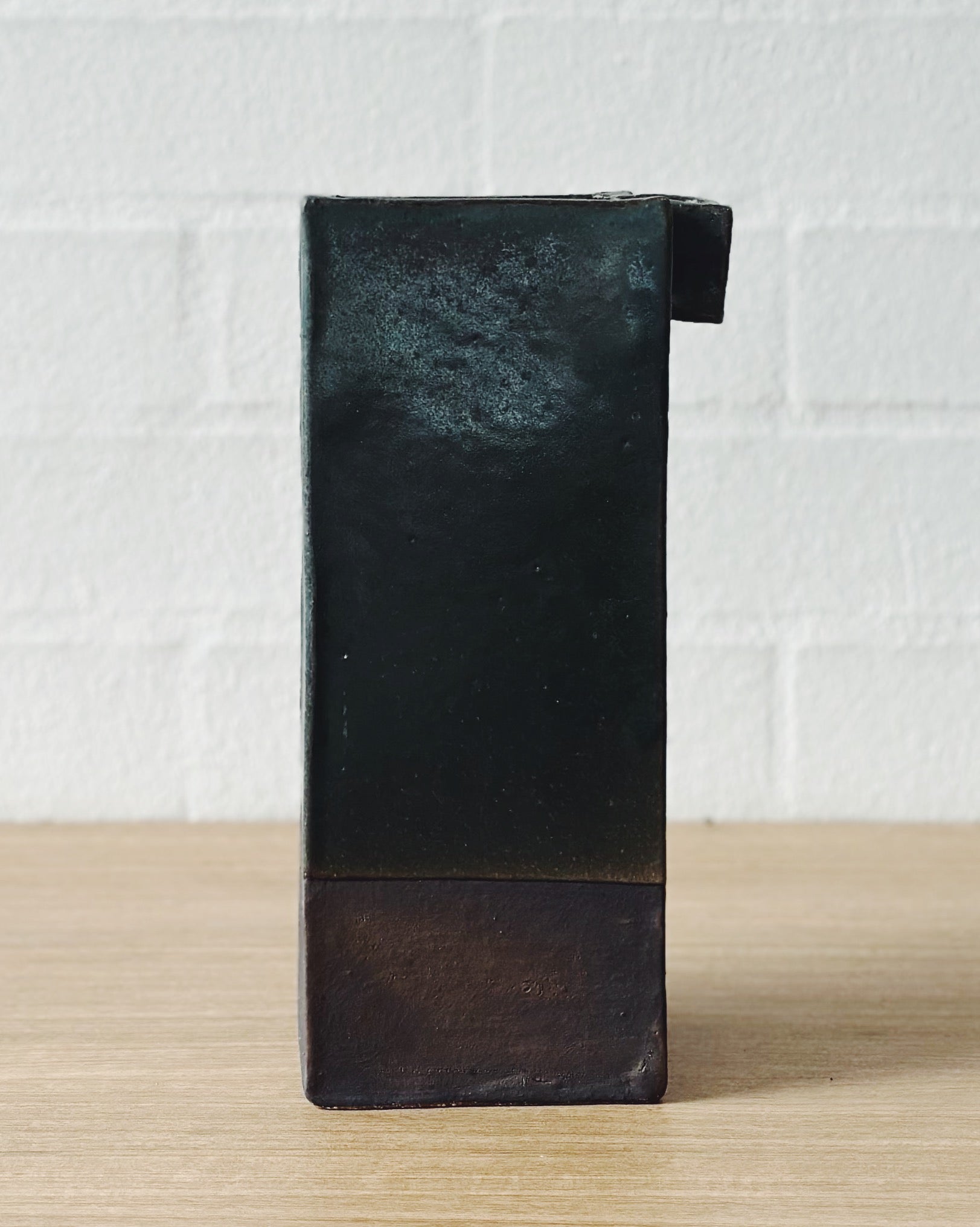 moody green vaseART - square spout sculptural vase