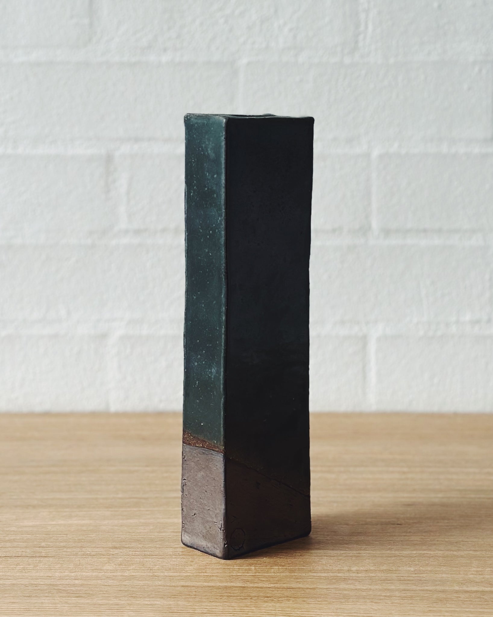 moody green vaseART - rectangular sculptural vase