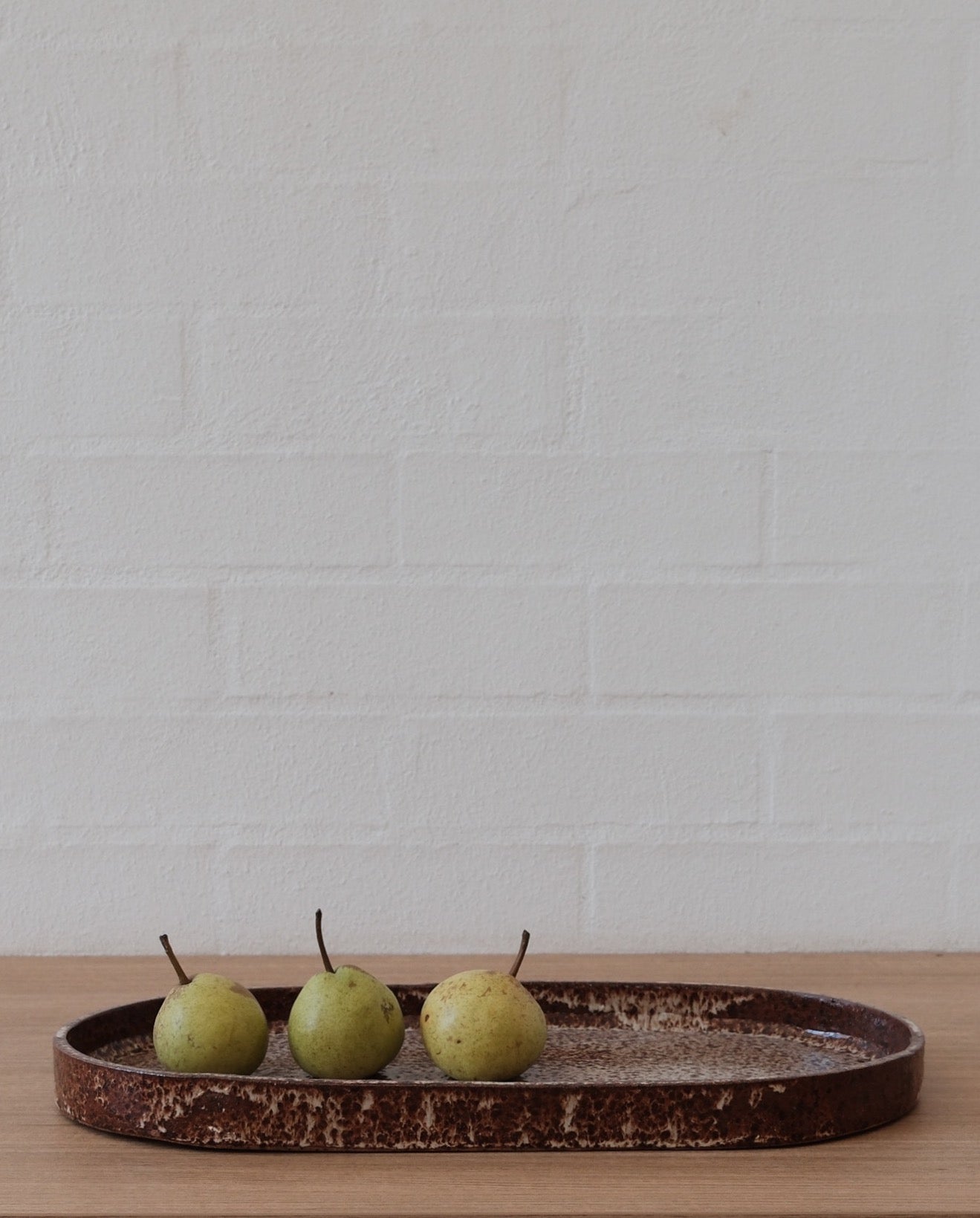 Handmade ceramic platter - speckled clay with white glaze