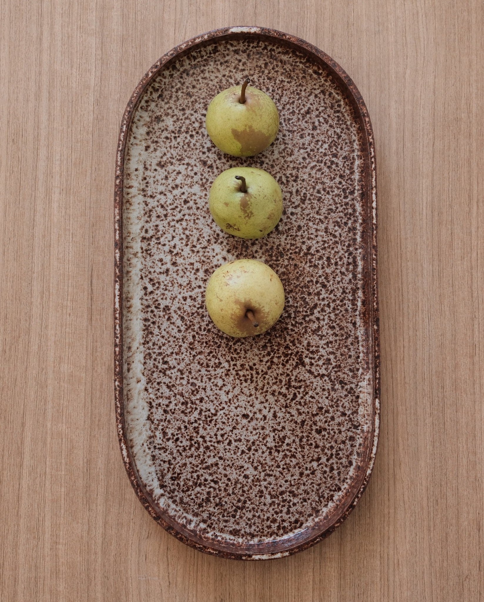 Handmade ceramic platter - speckled clay with white glaze