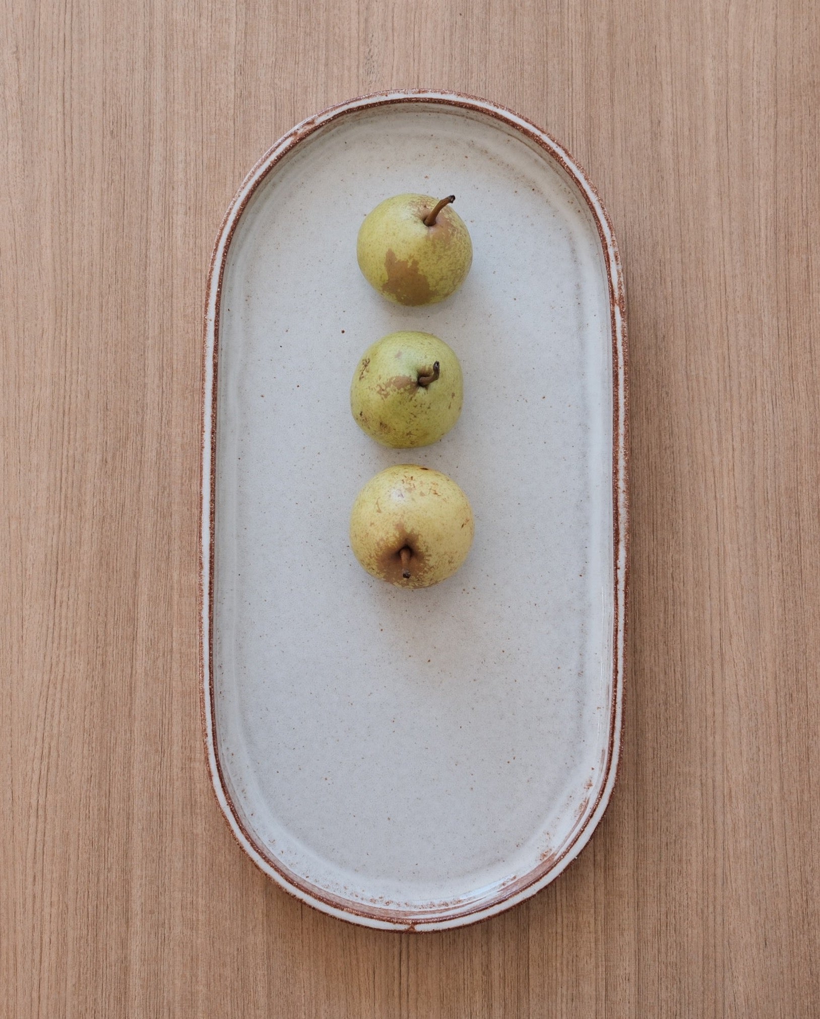 Handmade ceramic platter - caramel clay with white glaze