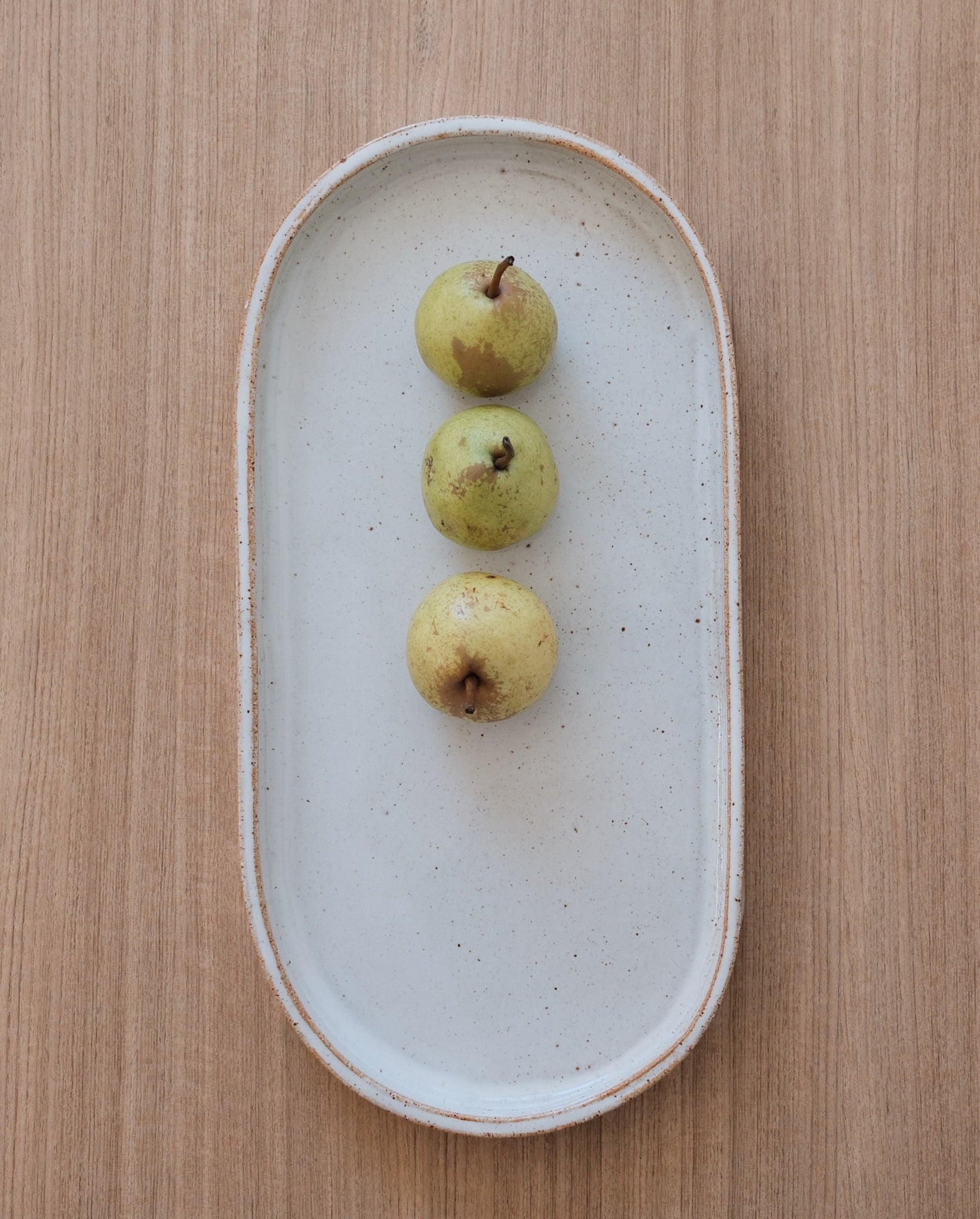 Handmade ceramic platter - white with golden flecks