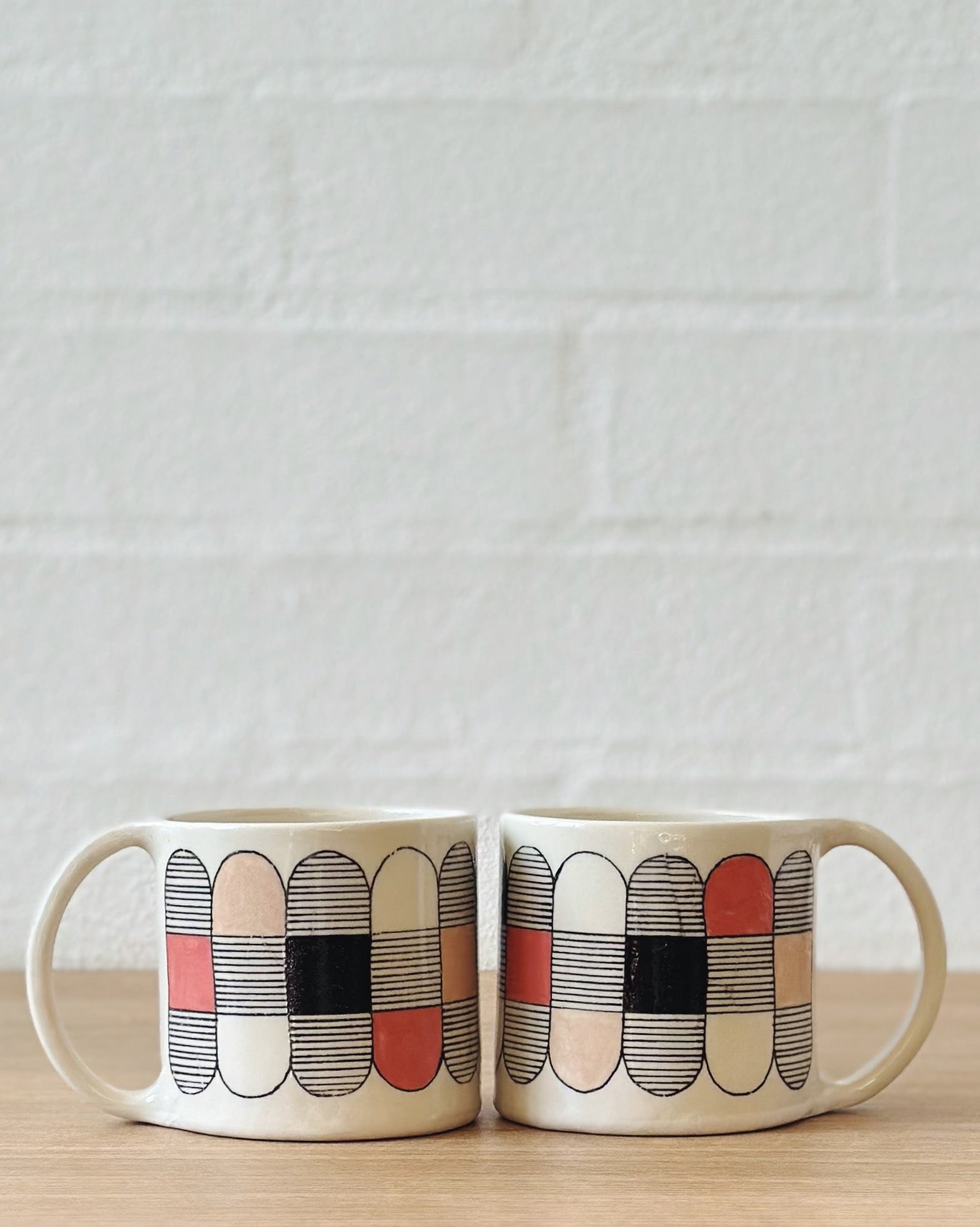 happy pill mug (peach, pink and black) - regular