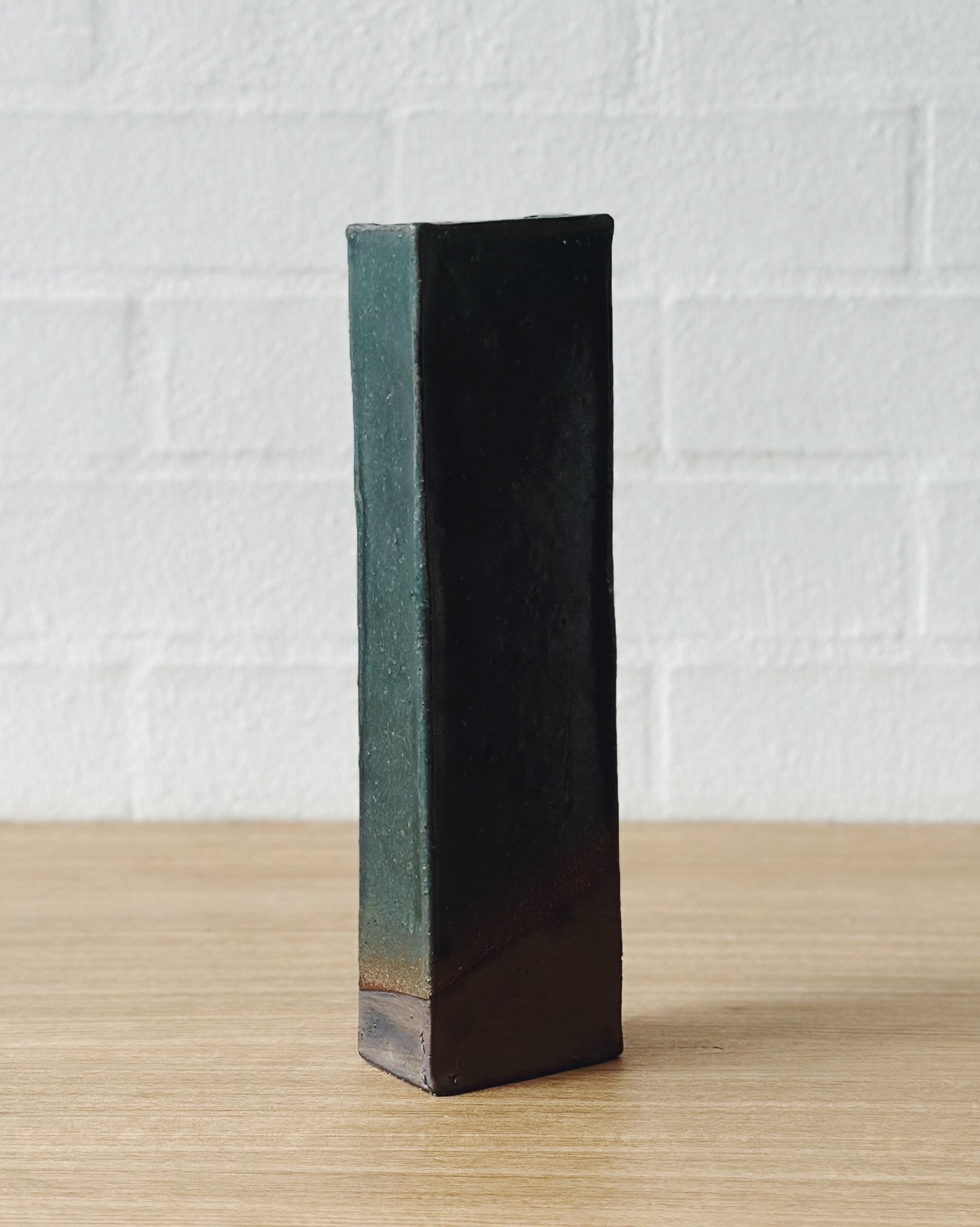 moody green vaseART - rectangular sculptural vase