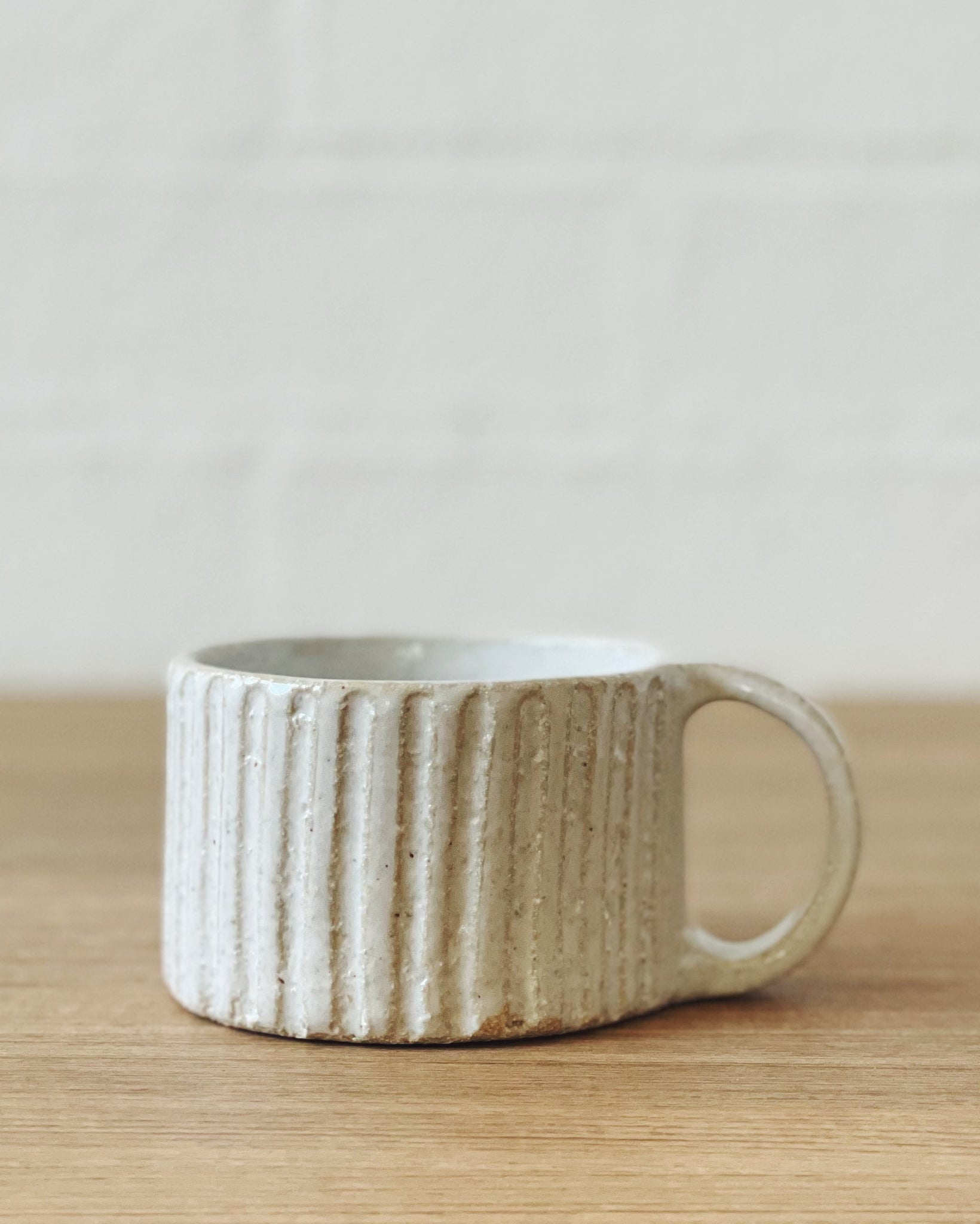 Jenn Johnston Ceramics Carved white mug - short