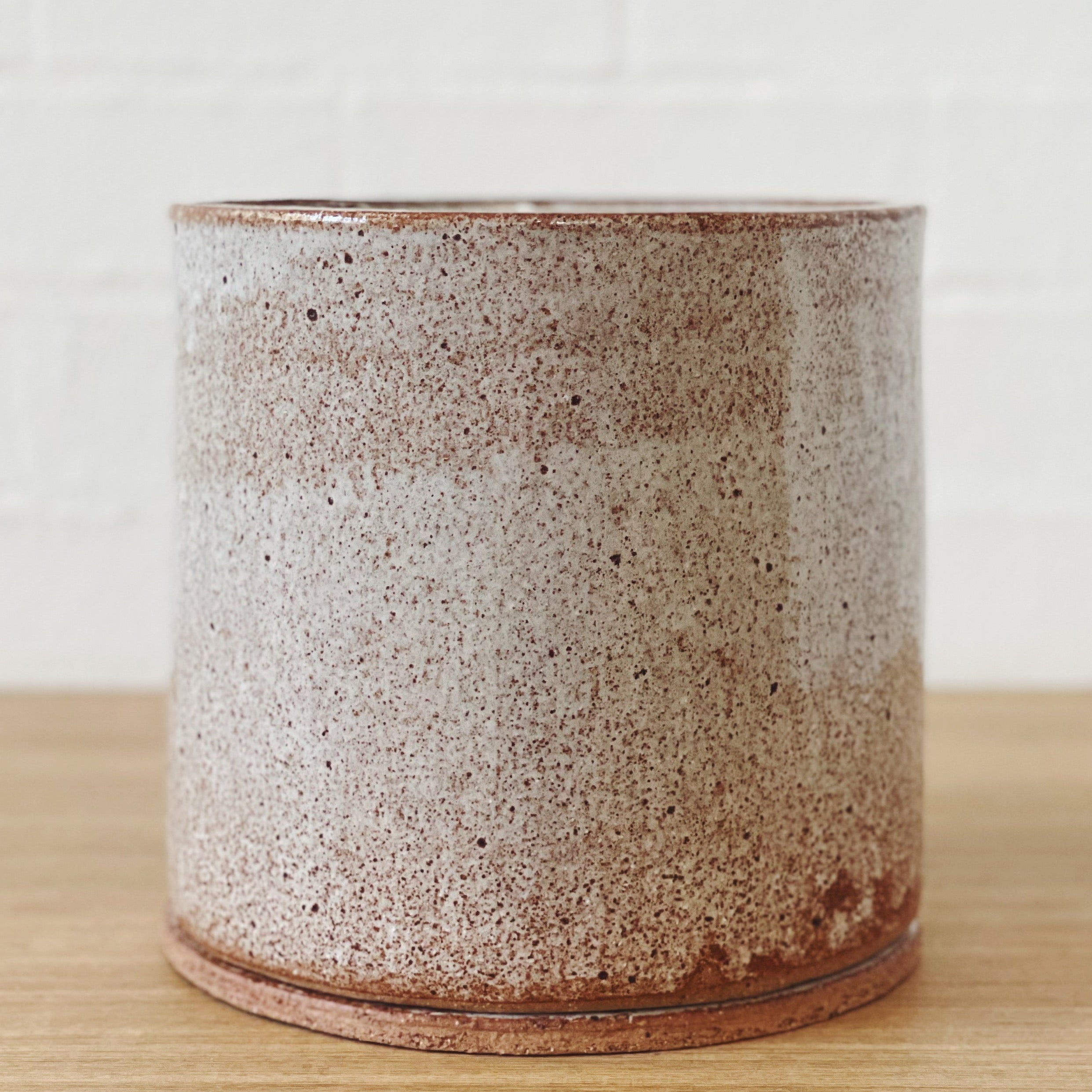 Jenn Johnston Ceramics sweet sandy planterID - with drainage hole and coaster