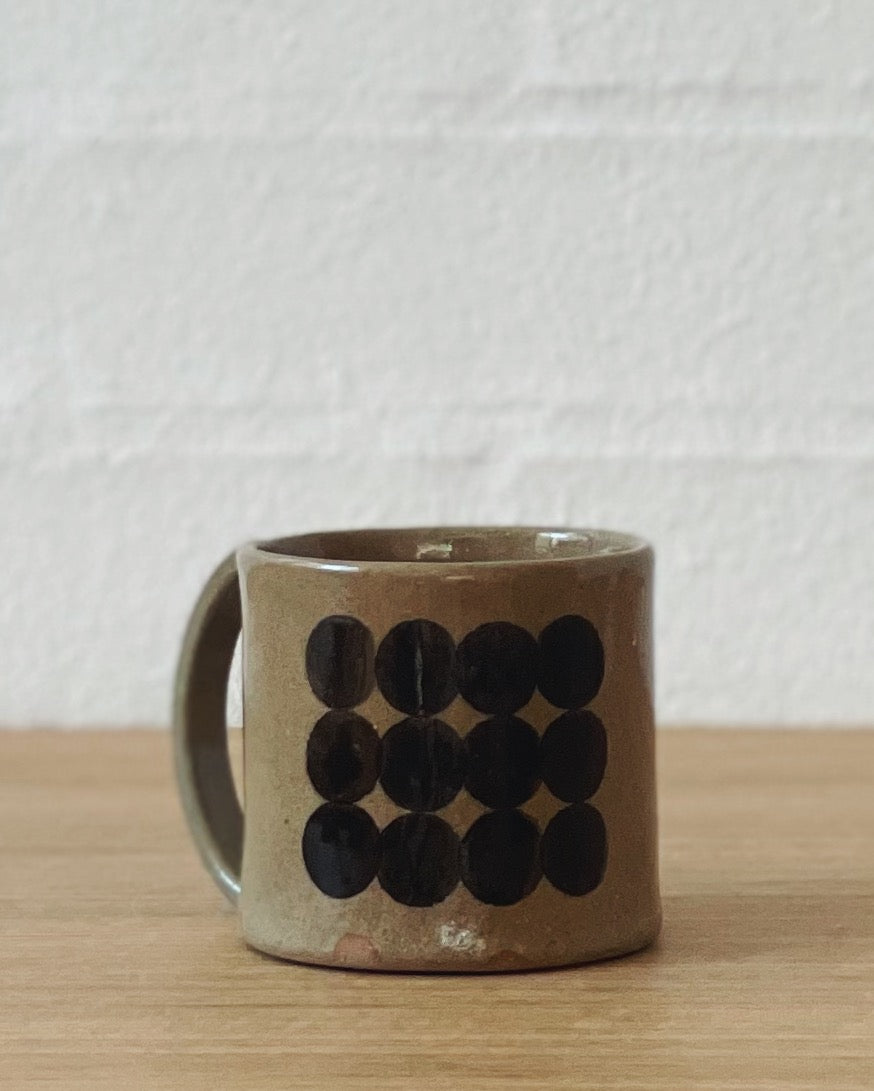 Jenn Johnston Ceramics Taupe mug with black dot print
